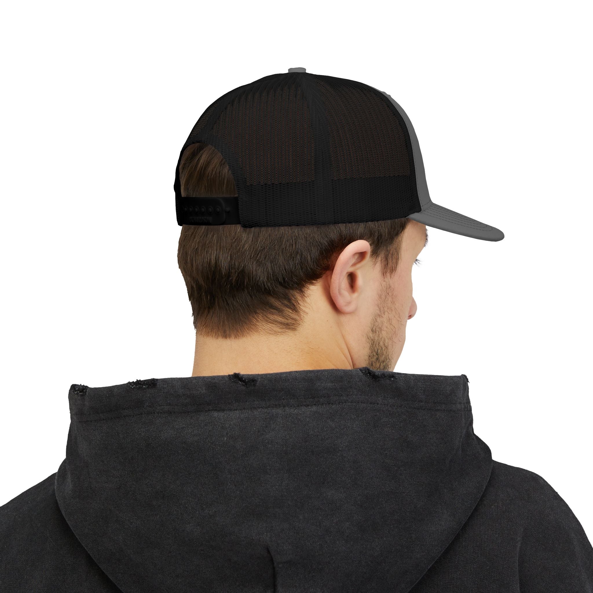 NFRobinson Apparel Trucker Cap — White Snapback Mesh Hat with Bold Brush Logo