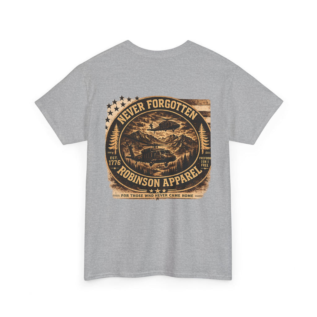 Never Forgotten Vintage Tee — Robinson Apparel Memorial Graphic Shirt