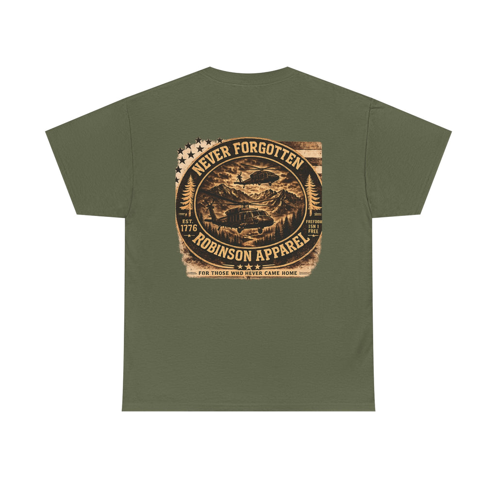 Never Forgotten Vintage Tee — Robinson Apparel Memorial Graphic Shirt