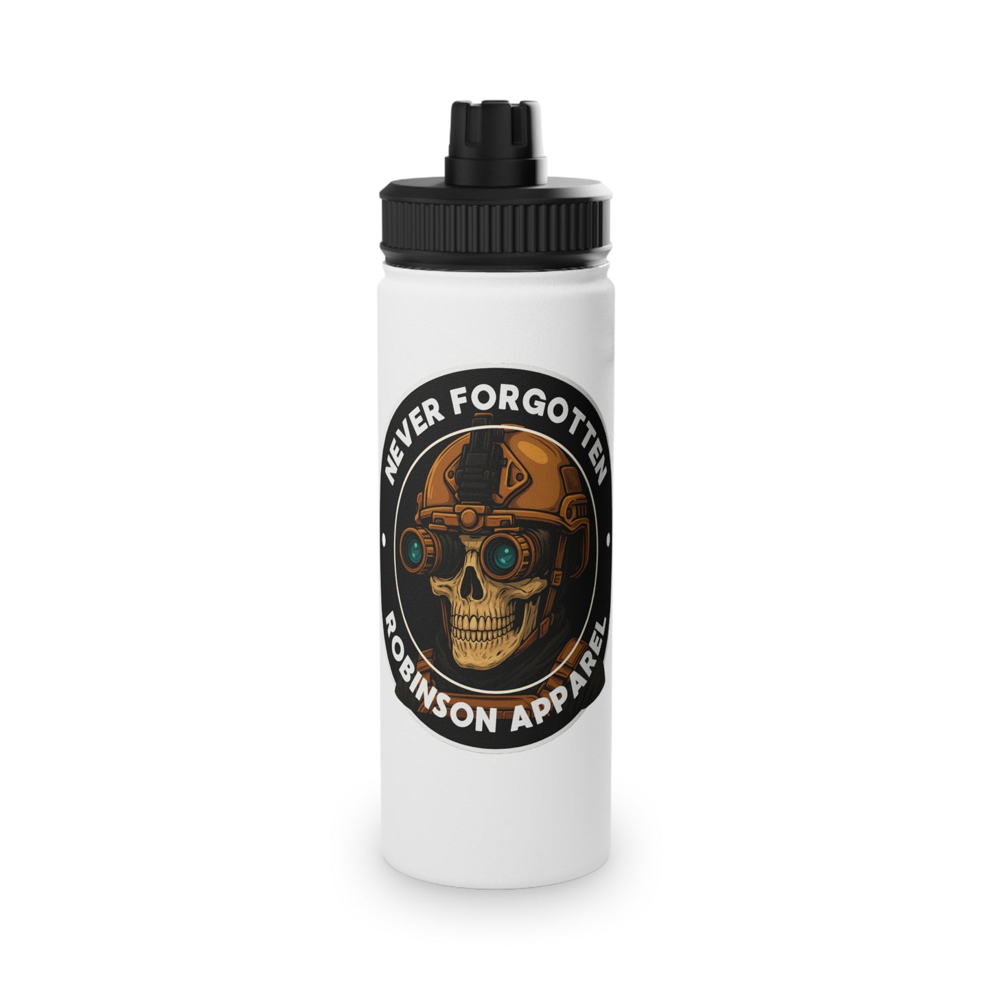 Stainless Steel Water Bottle - Never Forgotten Skull Design, Durable, Sporty, Fitness, Eco-friendly