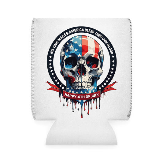 Patriotic Skull Can Cooler Sleeve, Beer Cooler, BBQ Accessory, 4th of July Gift, Outdoor Party Essential, Red White and Blue Decor