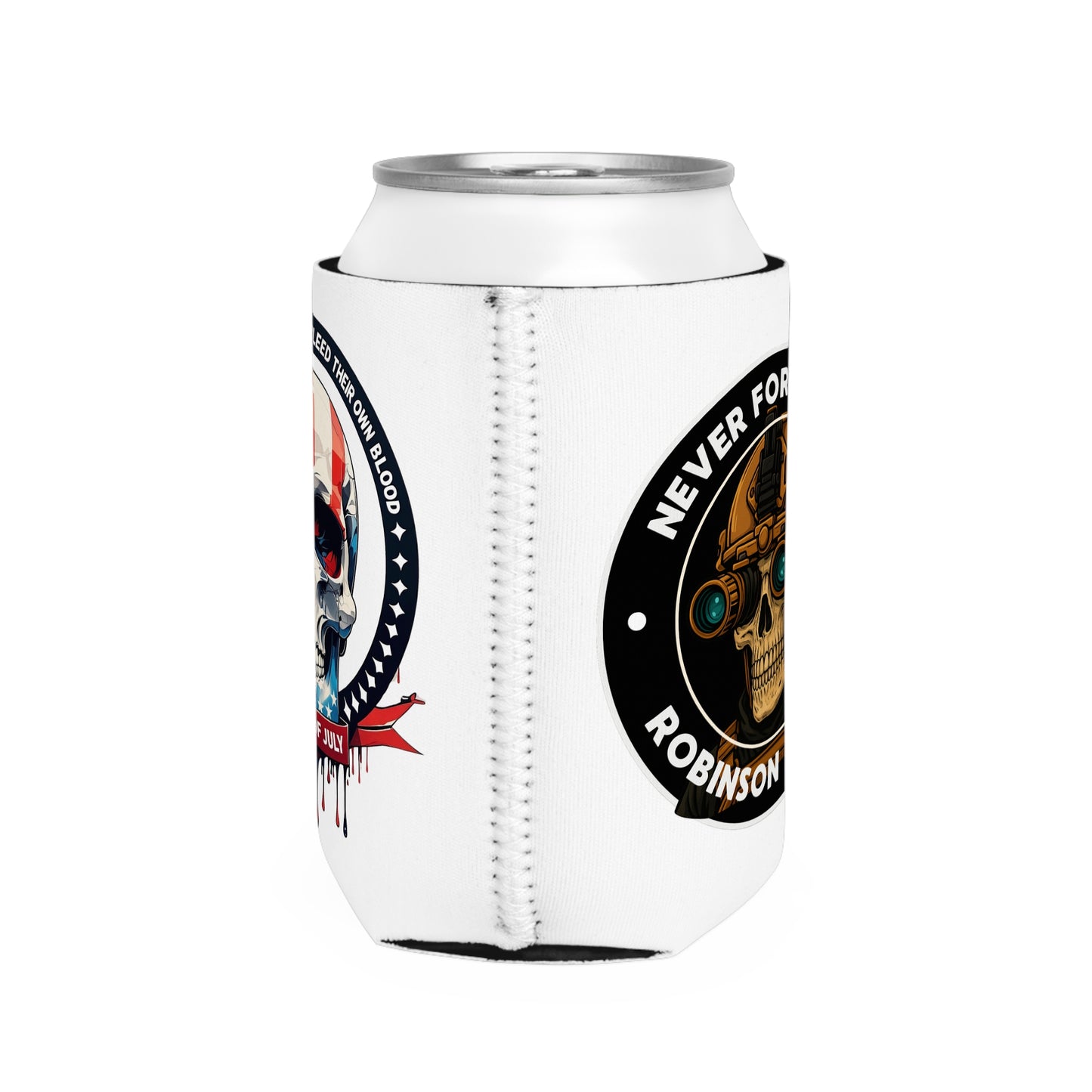 Patriotic Skull Can Cooler Sleeve, Beer Cooler, BBQ Accessory, 4th of July Gift, Outdoor Party Essential, Red White and Blue Decor