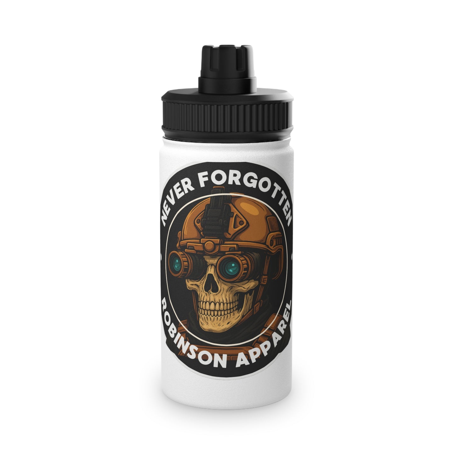 Stainless Steel Water Bottle - Never Forgotten Skull Design, Durable, Sporty, Fitness, Eco-friendly