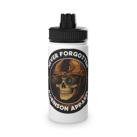 Stainless Steel Water Bottle - Never Forgotten Skull Design, Durable, Sporty, Fitness, Eco-friendly